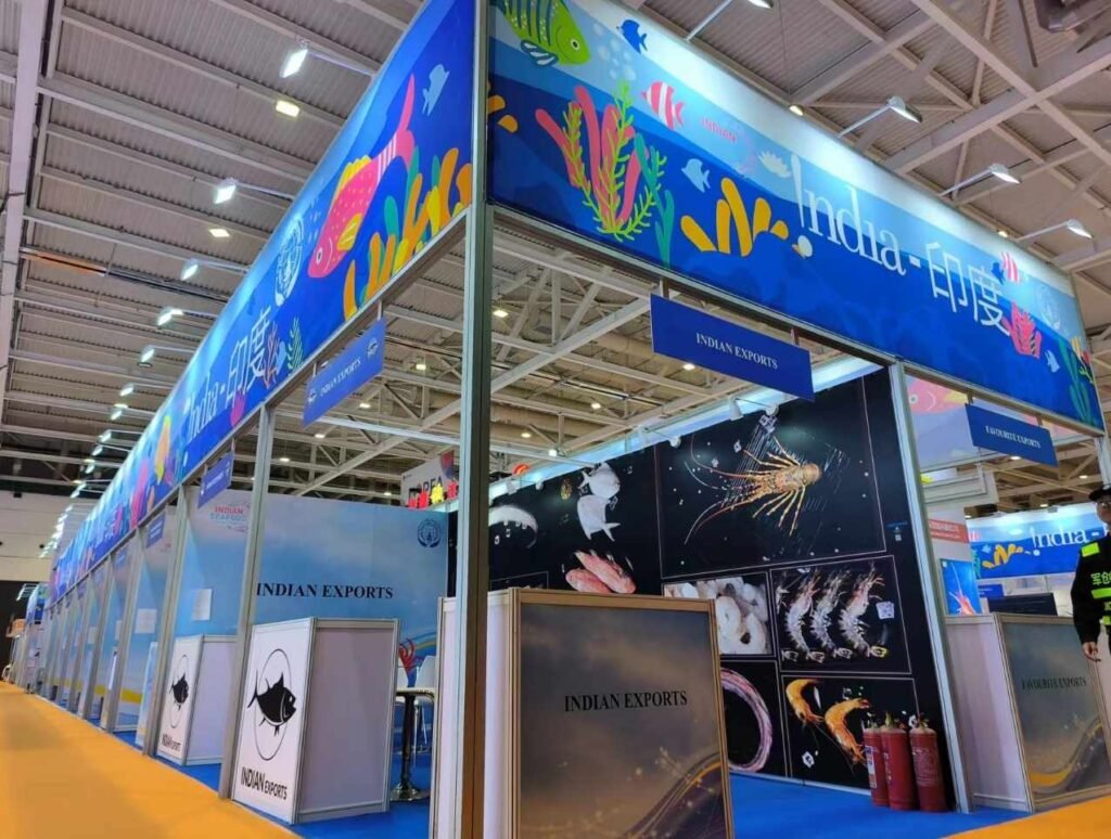 India Pavilion stand construction at China Fisheries & Seafood Expo (CFSE)