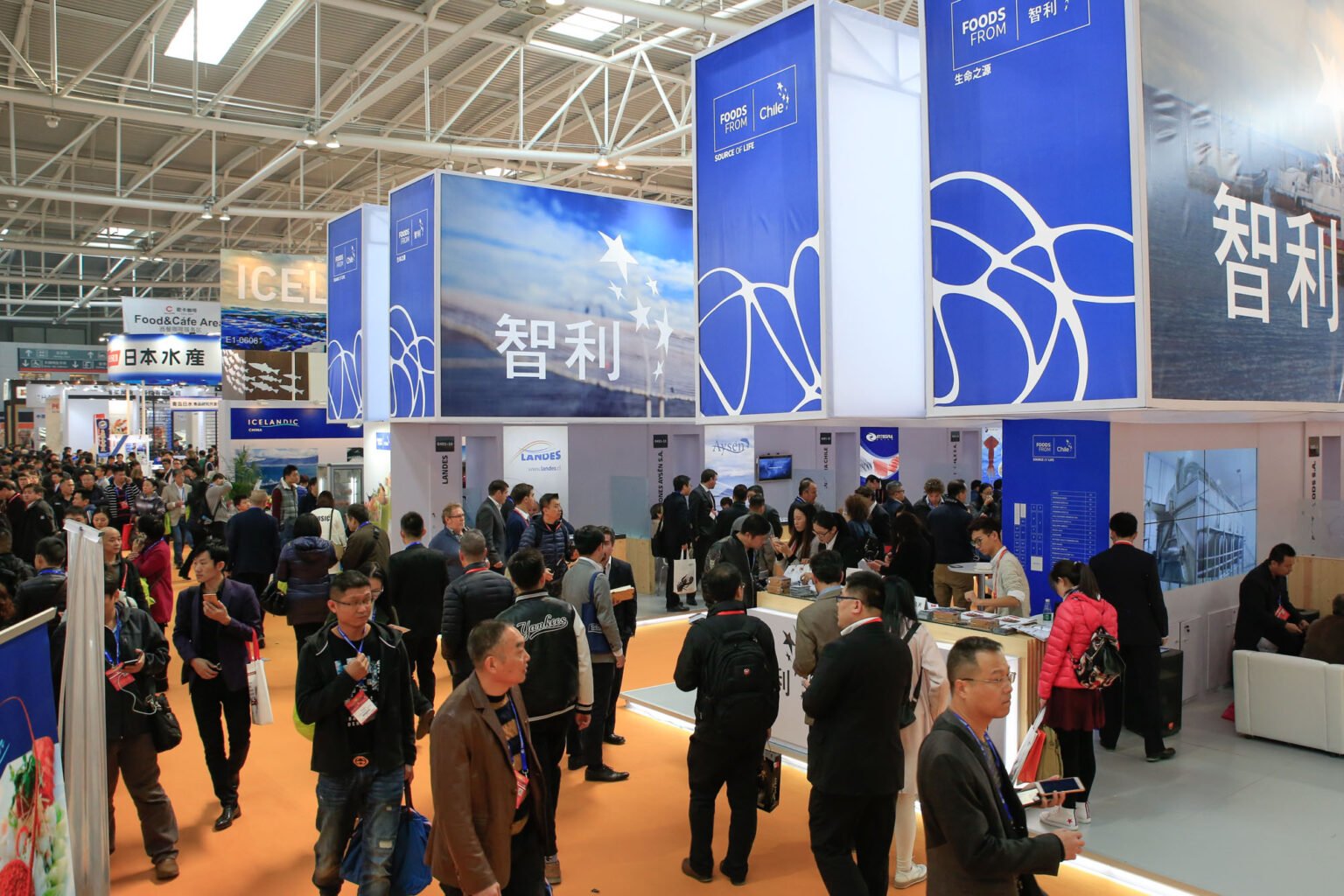 Custom-built exhibition stand at a Qingdao trade show by Panda Expo