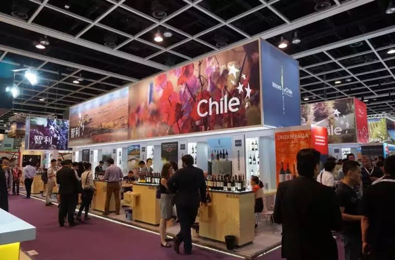 wine of chile pavilion expo stand construction in vinexpo hongkong