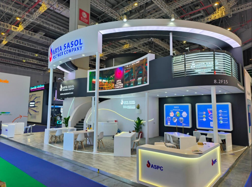Custom-built exhibition stand at a Shanghai trade show by Panda Expo
